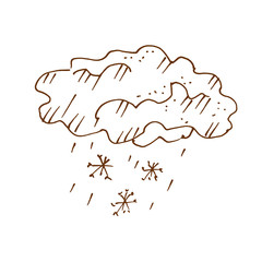 Hand drawn weather icon of storm. Pen drawing. Sketch, vector illustration.