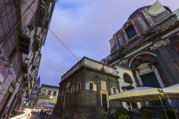 Fototapeta na wymiar Naples streets at sunrise