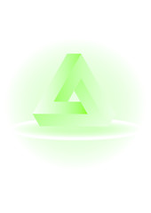 Dreieck, 3D in grün mit Schatten