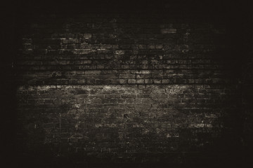 Vintage brick wall. Old grunge interior with brick wall