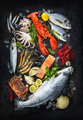 Wall murals Fish Fresh fish and seafood