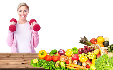 Woman with dumbbells