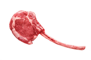 Raw dry aged tomahawk steak