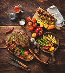 Grilled meat and vegetables