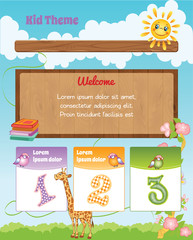 Cartoon Kid Background with Illustrations