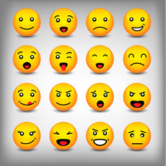Emoticons set isolated on white background. Funny emoticons with hands