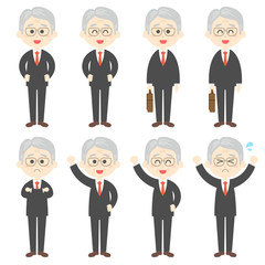 年配サラリーマンのイラストセット