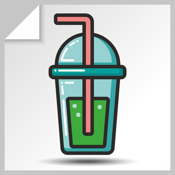 Fast food icon and beverages for menu. Vector Isolated flat colorfull illustration.