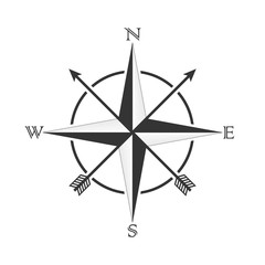 Vector compass with wind rose and arrows in the old style. Design for tattoos and stickers.