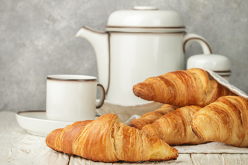 Fresh croissants for Breakfast. Selective focus