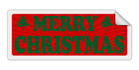 MERRY CHRISTMAS label on white