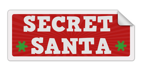Label red with text secret Santa inside