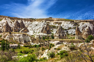 Cappadocia, Anatolia, Turkey. Volcanic mountains in Goreme national park.
