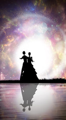 An Undead Wedding cartoon characters in the real world silhouette art photo manipulation