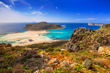 Fototapeta na wymiar Amazing scenery of Balos beach on Crete, Greece