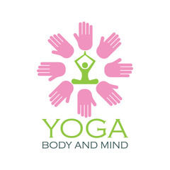yoga body and mind meditation logo with text space for your slogan / tagline, vector illustration
