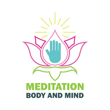 Yoga Body And Mind Meditation Logo With Text Space For Your Slogan / Tagline, Vector Illustration