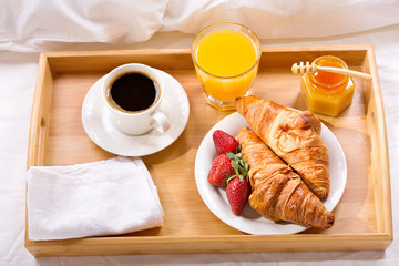 breakfast tray served in bed