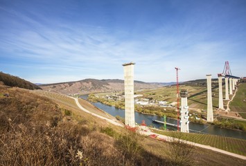 High Moselle Bridge construction side view over the Moselle vall