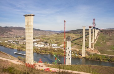 High Moselle Bridge construction side view over the Moselle vall