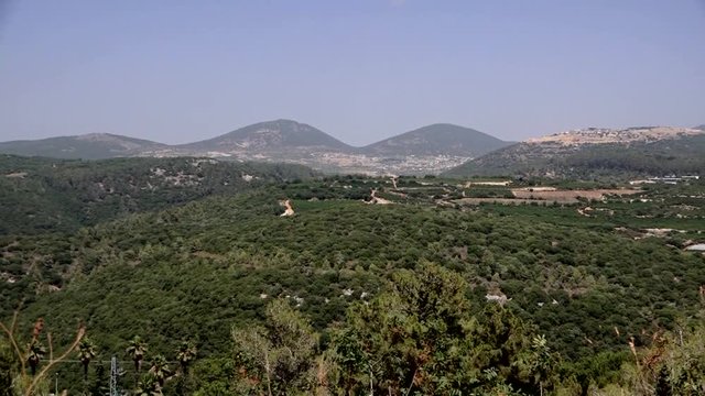 View of the mountains and the road.Upper Galilee. Miron Mountain.