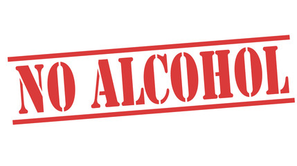 NO ALCOHOL red stamp text on white