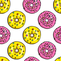 Fototapeta premium Donuts seamless pattern