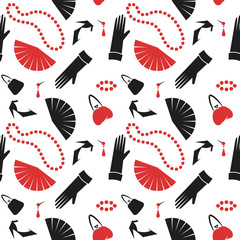 Retro seamless pattern with women accessory