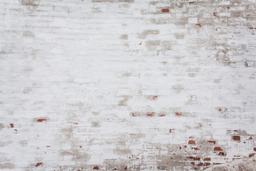 Old Vintage Red Brick Wall With Sprinkled White Plaster Texture Background