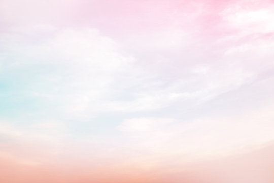 A soft sky with cloud background in pastel color	