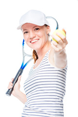On white background shooting professional tennis player