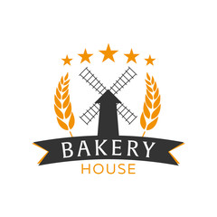 Bakery shop emblem, labels, logo and design elements. Fresh bread and wheat. Vector illustration.