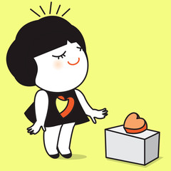 Girl Finding Her Love Heart Concept Card Character illustration
