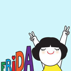 Girl Happy Mood On Friday Concept Card Character Paper Note illustration