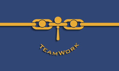 Teamwork smiley concept - Partner in chain, vector
