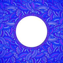 Decorative frame design, ethnic pattern, greeting card template, vector illustration