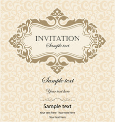 Illustration of vintage invitation with ornament and place for text