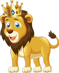 Obraz premium Cute lion king cartoon. Vector illustration