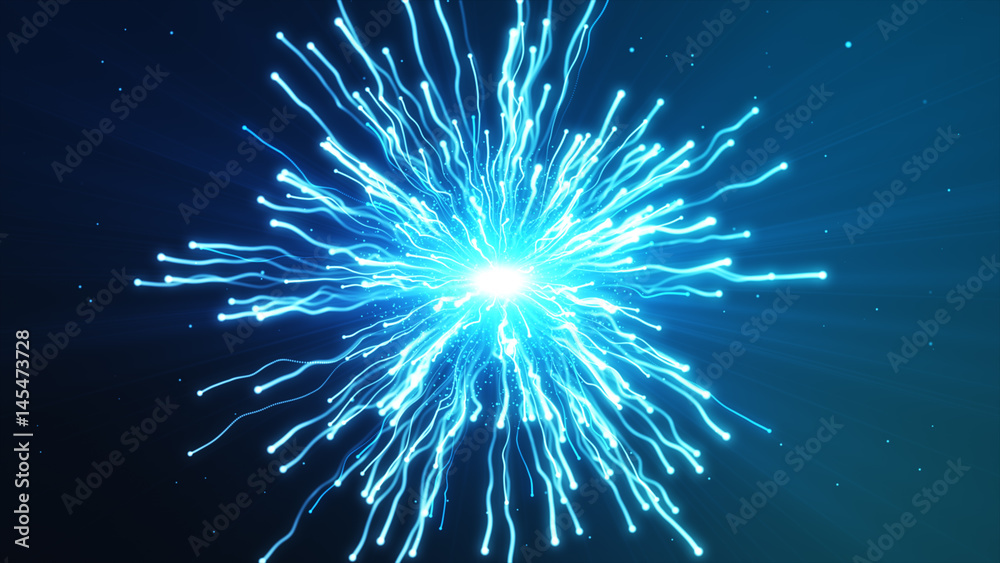 Wall mural a large explosion of particles under a microscope