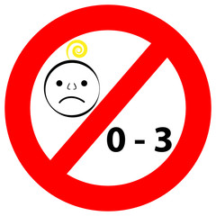 Symbol not suitable for children 0-3 years isolated on  white background