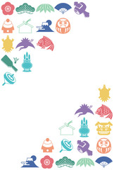 正月素材　12　縦カラフル