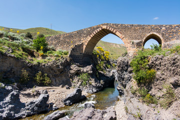 Medieval bridge of Adrano, Sicily, of arabic origin and saracen