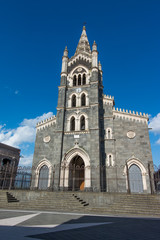 Fototapeta na wymiar Cathedral of Randazzo, Catania, Sicily. Gothic style church, in lava stone