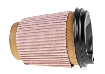 Blank take away kraft coffee cup isolated on white background