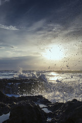 Sunrise on the beach and clouds