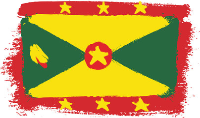 Grenada Flag Vector Hand Painted with Rounded Brush