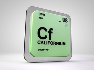 californium - Cf - chemical element periodic table 3d illustration