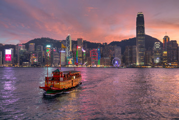 Ferry at Sunset Skyline