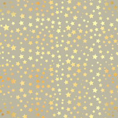 Vector Gold star Seamless Pattern. Vector illustration. Shiny background. Texture of gold foil. EPS 10. Abstract seamless pattern with gold confetti stars.