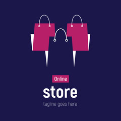 Web banner Online Store with shopping bags. Concept online shopping